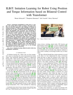ILBiT: Imitation Learning for Robot Using Position and Torque
  Information based on Bilateral Control with Transformer
