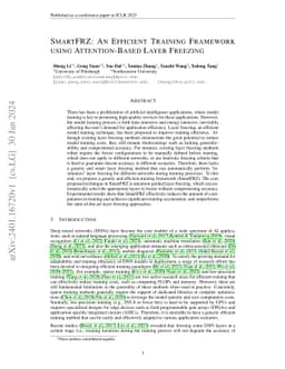 SmartFRZ: An Efficient Training Framework using Attention-Based Layer
  Freezing