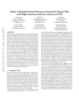 Flash: A Hybrid Private Inference Protocol for Deep CNNs with High Accuracy and Low Latency on CPU