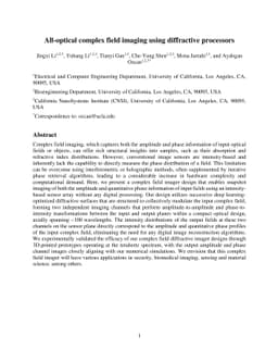 All-optical complex field imaging using diffractive processors