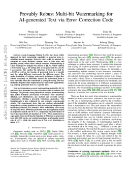 Provably Robust Multi-bit Watermarking for AI-generated Text