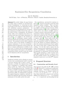 Randomized Key Encapsulation/Consolidation