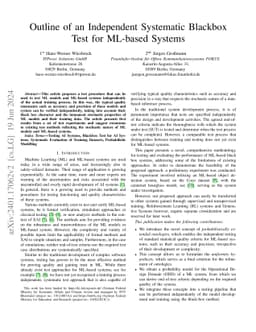 Outline of an Independent Systematic Blackbox Test for ML-based Systems