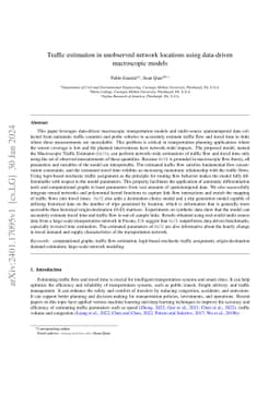 Traffic estimation in unobserved network locations using data-driven
  macroscopic models