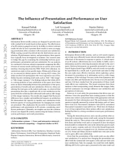 The Influence of Presentation and Performance on User Satisfaction