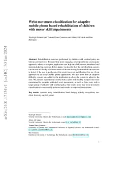 Wrist movement classification for adaptive mobile phone based
  rehabilitation of children with motor skill impairments