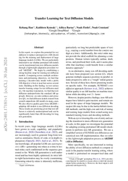 Transfer Learning for Text Diffusion Models