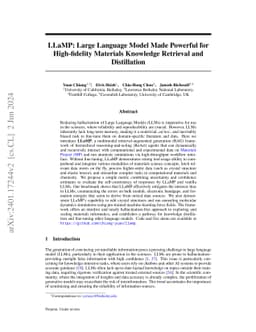 LLaMP: Large Language Model Made Powerful for High-fidelity Materials
  Knowledge Retrieval and Distillation