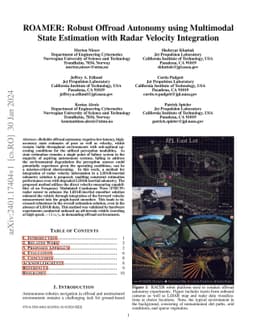 ROAMER: Robust Offroad Autonomy using Multimodal State Estimation with
  Radar Velocity Integration