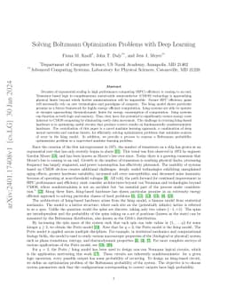 Solving Boltzmann Optimization Problems with Deep Learning