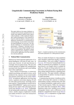 Linguistically Communicating Uncertainty in Patient-Facing Risk
  Prediction Models