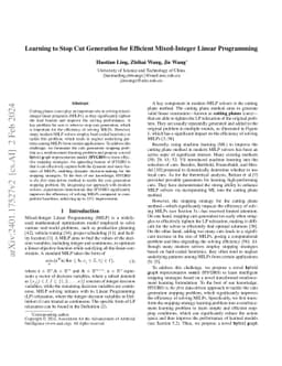 Learning to Stop Cut Generation for Efficient Mixed-Integer Linear
  Programming