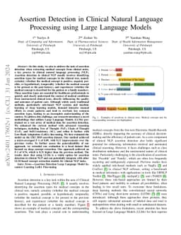 Assertion Detection Large Language Model In-context Learning LoRA
  Fine-tuning