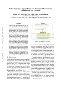 Enhancing Large Language Model with Decomposed Reasoning for Emotion
  Cause Pair Extraction
