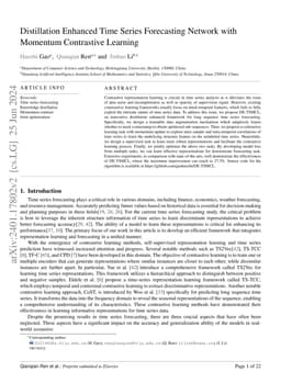 Distillation Enhanced Time Series Forecasting Network with Momentum
  Contrastive Learning