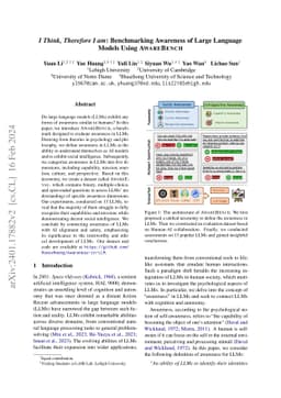 I Think, Therefore I am: Benchmarking Awareness of Large Language Models
  Using AwareBench