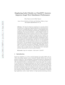 Employing Label Models on ChatGPT Answers Improves Legal Text Entailment
  Performance