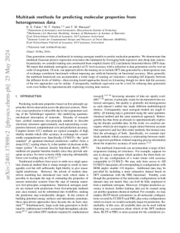 Multitask methods for predicting molecular properties from heterogeneous
  data