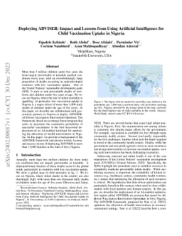 Deploying ADVISER: Impact and Lessons from Using Artificial Intelligence
  for Child Vaccination Uptake in Nigeria