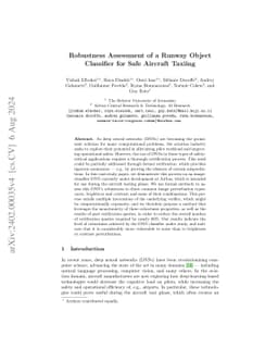 Robustness Assessment of a Runway Object Classifier for Safe Aircraft
  Taxiing