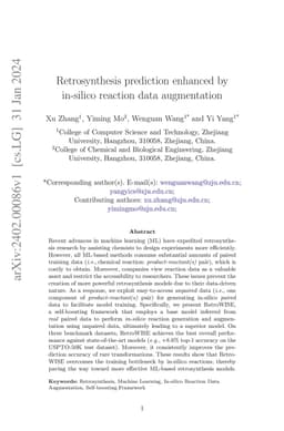 Retrosynthesis prediction enhanced by in-silico reaction data
  augmentation