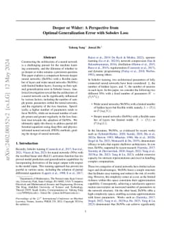 Deeper or Wider: A Perspective from Optimal Generalization Error with
  Sobolev Loss
