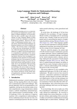Large Language Models for Mathematical Reasoning: Progresses and
  Challenges
