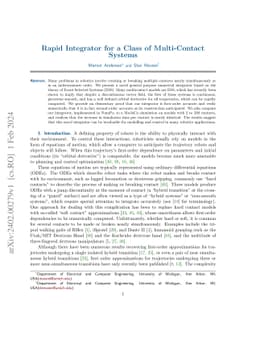 Rapid Integrator for a Class of Multi-Contact Systems