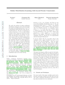 Online Distribution Learning with Local Private Constraints