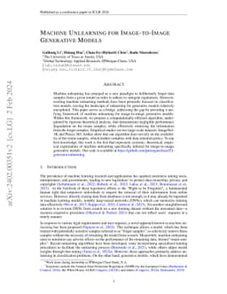 Machine Unlearning for Image-to-Image Generative Models