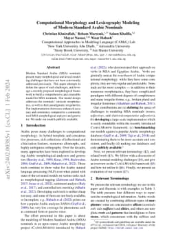 Computational Morphology and Lexicography Modeling of Modern Standard
  Arabic Nominals