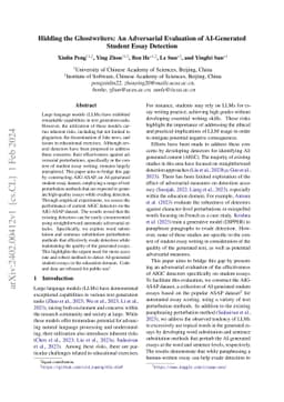 Hidding the Ghostwriters: An Adversarial Evaluation of AI-Generated
  Student Essay Detection