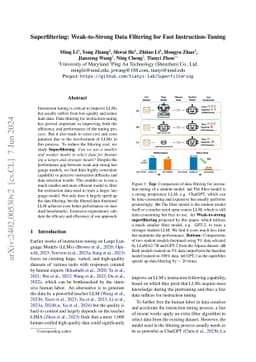 Superfiltering: Weak-to-Strong Data Filtering for Fast
  Instruction-Tuning