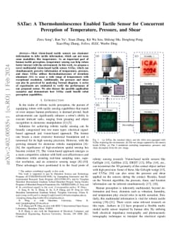 SATac: A Thermoluminescence Enabled Tactile Sensor for Concurrent
  Perception of Temperature, Pressure, and Shear