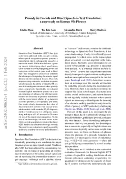 Prosody in Cascade and Direct Speech-to-Text Translation: a case study
  on Korean Wh-Phrases