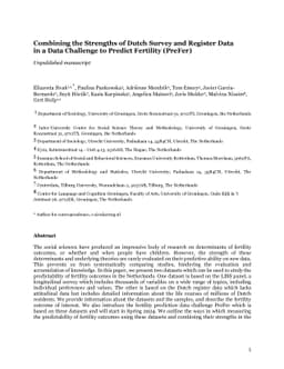 Combining the Strengths of Dutch Survey and Register Data in a Data
  Challenge to Predict Fertility (PreFer)