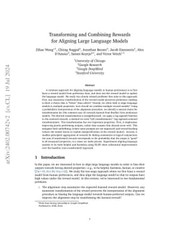 Transforming and Combining Rewards for Aligning Large Language Models