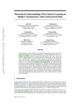 Theoretical Understanding of In-Context Learning in Shallow Transformers
  with Unstructured Data