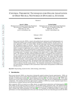 Control-Theoretic Techniques for Online Adaptation of Deep Neural
  Networks in Dynamical Systems