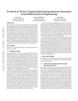 To Search or To Gen? Exploring the Synergy between Generative AI and Web
  Search in Programming