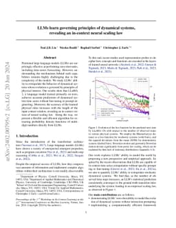 LLMs learn governing principles of dynamical systems, revealing an
  in-context neural scaling law
