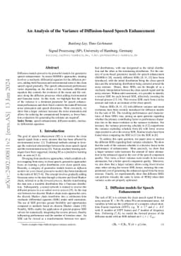 An Analysis of the Variance of Diffusion-based Speech Enhancement