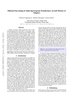 Efficient Fine-tuning of Audio Spectrogram Transformers via Soft Mixture
  of Adapters