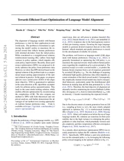 Towards Efficient Exact Optimization of Language Model Alignment