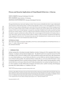 Privacy and Security Implications of Cloud-Based AI Services : A Survey