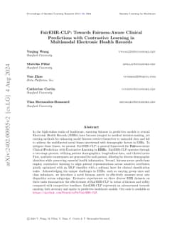 FairEHR-CLP: Towards Fairness-Aware Clinical Predictions with
  Contrastive Learning in Multimodal Electronic Health Records