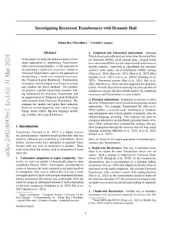 Investigating Recurrent Transformers with Dynamic Halt