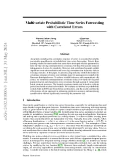 Multivariate Probabilistic Time Series Forecasting with Correlated
  Errors