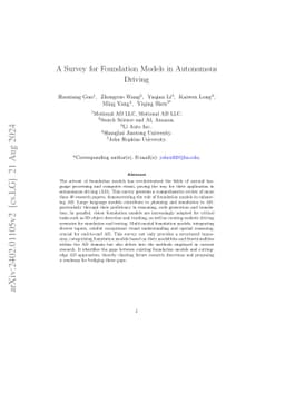A Survey for Foundation Models in Autonomous Driving