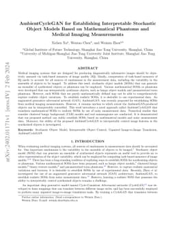 AmbientCycleGAN for Establishing Interpretable Stochastic Object Models
  Based on Mathematical Phantoms and Medical Imaging Measurements